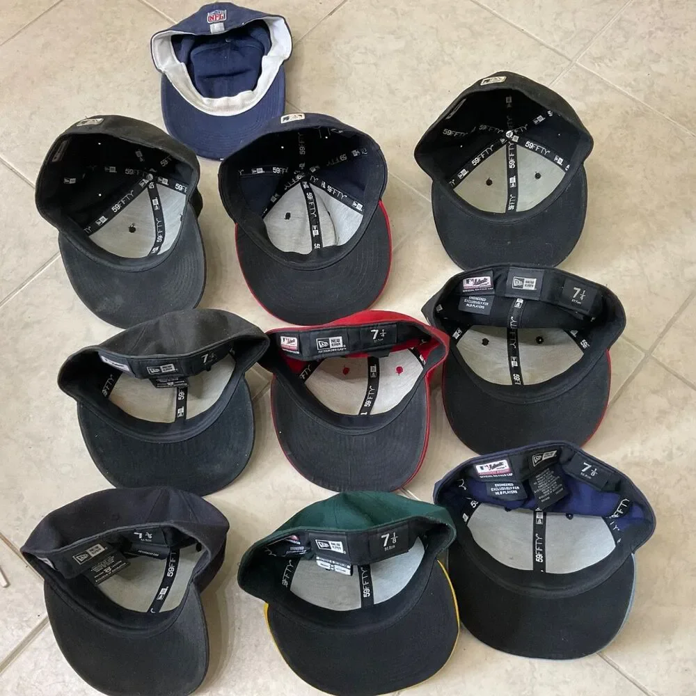 Lot Of 10 VTG. Most  New Era on field /1 Nike Fitted Hats MLB teams / 1 NFL  *